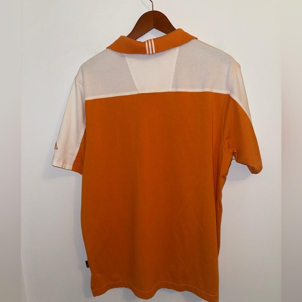 🧡 Adidas ClimaLite Orange & White Colorblock Polo Shirt – Men’s L - Picture 8 of 14